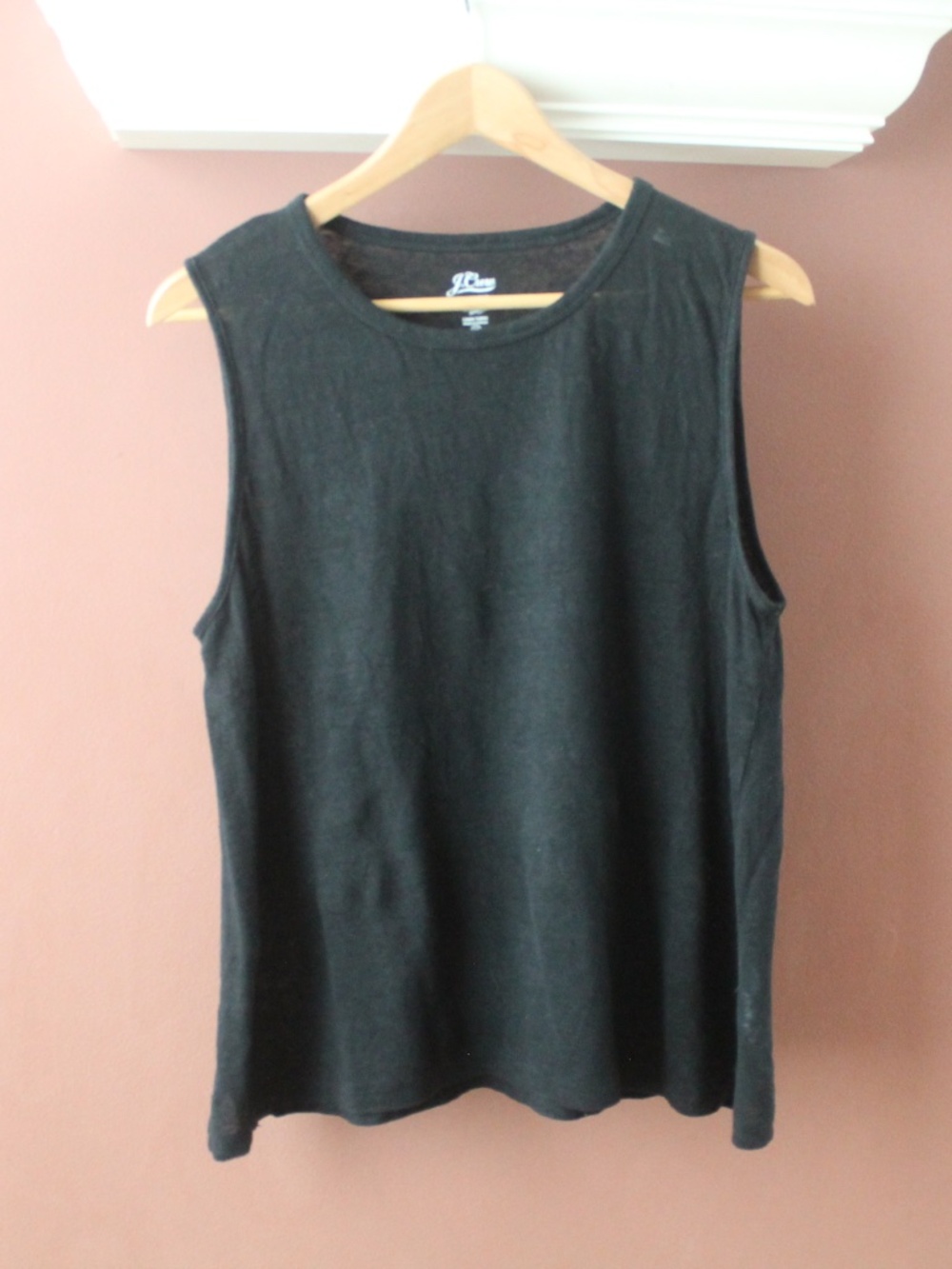 J. Crew Knit Goods Linen Tee Size Medium Tank Black